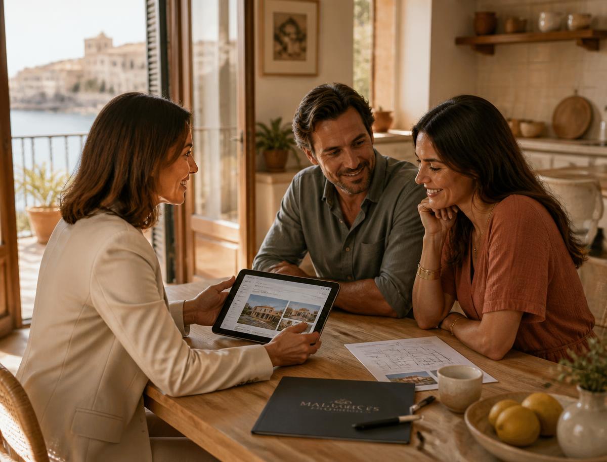 An Deral agent walking a homeowner through a valuation at their kitchen table